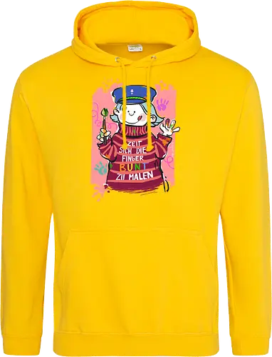 Zeit sich die Finger bunt zu malen - Selbstironie, Streifenpulli, Spruchshirt, deutsch, Ringelpullisprüche, Ringeldinger, streifenweise, Spruch, Weisheit, Motivation, Ringelpulli, SprücheShirt, Cartoon Illustration, malen, kreativ, bunt, farbe, Statement, Handgezeichnet, Humor - Standard Hoodie