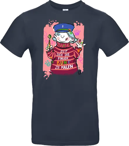 Zeit sich die Finger bunt zu malen - Selbstironie, Streifenpulli, Spruchshirt, deutsch, Ringelpullisprüche, Ringeldinger, streifenweise, Spruch, Weisheit, Motivation, Ringelpulli, SprücheShirt, Cartoon Illustration, malen, kreativ, bunt, farbe, Statement, Handgezeichnet, Humor - Standard T-Shirt