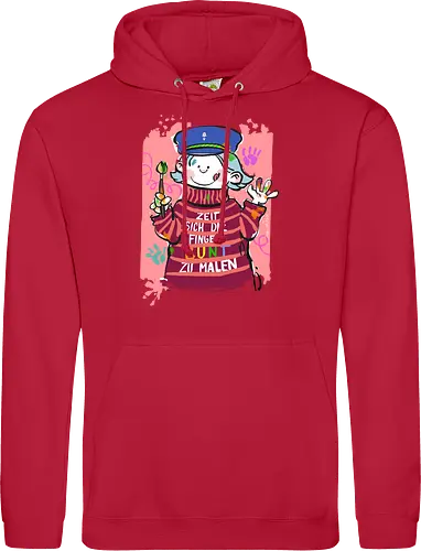 Zeit sich die Finger bunt zu malen - Selbstironie, Streifenpulli, Spruchshirt, deutsch, Ringelpullisprüche, Ringeldinger, streifenweise, Spruch, Weisheit, Motivation, Ringelpulli, SprücheShirt, Cartoon Illustration, malen, kreativ, bunt, farbe, Statement, Handgezeichnet, Humor - Standard Hoodie