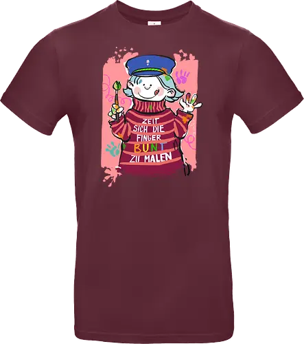 Zeit sich die Finger bunt zu malen - Selbstironie, Streifenpulli, Spruchshirt, deutsch, Ringelpullisprüche, Ringeldinger, streifenweise, Spruch, Weisheit, Motivation, Ringelpulli, SprücheShirt, Cartoon Illustration, malen, kreativ, bunt, farbe, Statement, Handgezeichnet, Humor - Standard T-Shirt