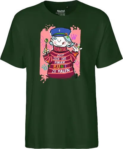 Zeit sich die Finger bunt zu malen - Selbstironie, Streifenpulli, Spruchshirt, deutsch, Ringelpullisprüche, Ringeldinger, streifenweise, Spruch, Weisheit, Motivation, Ringelpulli, SprücheShirt, Cartoon Illustration, malen, kreativ, bunt, farbe, Statement, Handgezeichnet, Humor - Fairtrade T-Shirt