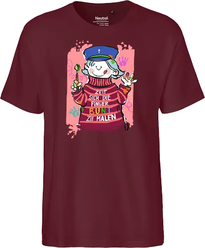 Zeit sich die Finger bunt zu malen - Selbstironie, Streifenpulli, Spruchshirt, deutsch, Ringelpullisprüche, Ringeldinger, streifenweise, Spruch, Weisheit, Motivation, Ringelpulli, SprücheShirt, Cartoon Illustration, malen, kreativ, bunt, farbe, Statement, Handgezeichnet, Humor - Fairtrade T-Shirt