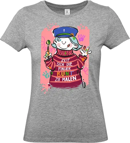 Zeit sich die Finger bunt zu malen - Selbstironie, Streifenpulli, Spruchshirt, deutsch, Ringelpullisprüche, Ringeldinger, streifenweise, Spruch, Weisheit, Motivation, Ringelpulli, SprücheShirt, Cartoon Illustration, malen, kreativ, bunt, farbe, Statement, Handgezeichnet, Humor - Standard T-Shirt (Frauen)