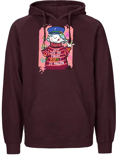 Zeit sich die Finger bunt zu malen - Selbstironie, Streifenpulli, Spruchshirt, deutsch, Ringelpullisprüche, Ringeldinger, streifenweise, Spruch, Weisheit, Motivation, Ringelpulli, SprücheShirt, Cartoon Illustration, malen, kreativ, bunt, farbe, Statement, Handgezeichnet, Humor - Fairtrade Hoodie