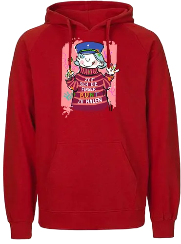 Zeit sich die Finger bunt zu malen - Selbstironie, Streifenpulli, Spruchshirt, deutsch, Ringelpullisprüche, Ringeldinger, streifenweise, Spruch, Weisheit, Motivation, Ringelpulli, SprücheShirt, Cartoon Illustration, malen, kreativ, bunt, farbe, Statement, Handgezeichnet, Humor - Fairtrade Hoodie