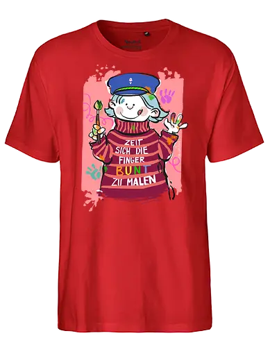 Zeit sich die Finger bunt zu malen - Selbstironie, Streifenpulli, Spruchshirt, deutsch, Ringelpullisprüche, Ringeldinger, streifenweise, Spruch, Weisheit, Motivation, Ringelpulli, SprücheShirt, Cartoon Illustration, malen, kreativ, bunt, farbe, Statement, Handgezeichnet, Humor - Fairtrade T-Shirt