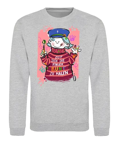 Zeit sich die Finger bunt zu malen - Selbstironie, Streifenpulli, Spruchshirt, deutsch, Ringelpullisprüche, Ringeldinger, streifenweise, Spruch, Weisheit, Motivation, Ringelpulli, SprücheShirt, Cartoon Illustration, malen, kreativ, bunt, farbe, Statement, Handgezeichnet, Humor - Sweatshirt