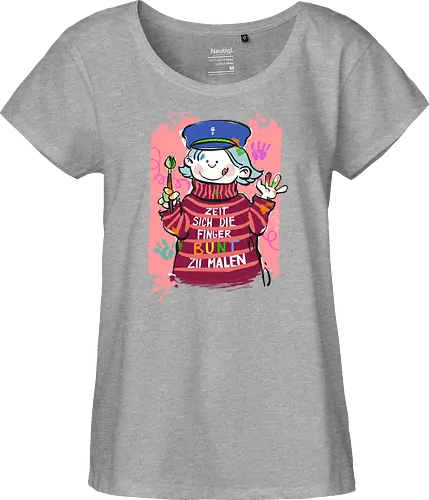 Zeit sich die Finger bunt zu malen - Selbstironie, Streifenpulli, Spruchshirt, deutsch, Ringelpullisprüche, Ringeldinger, streifenweise, Spruch, Weisheit, Motivation, Ringelpulli, SprücheShirt, Cartoon Illustration, malen, kreativ, bunt, farbe, Statement, Handgezeichnet, Humor - Fairtrade Girl Shirt