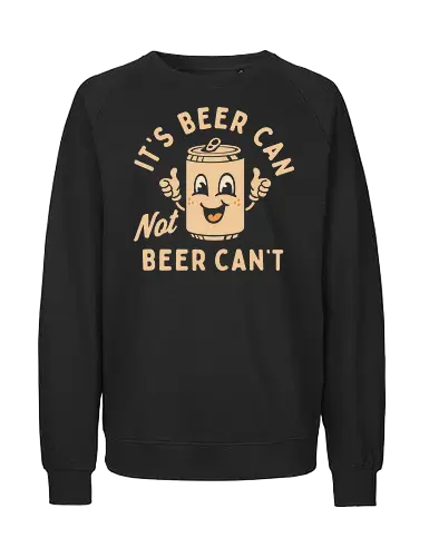 Beer Can Cheer - fun beer art, cheerful can illustration, humorous home decor, beer lover gift, unique wall art, playful kitchen decor, modern art print, funny beverage artwork - Fairtrade Sweatshirt