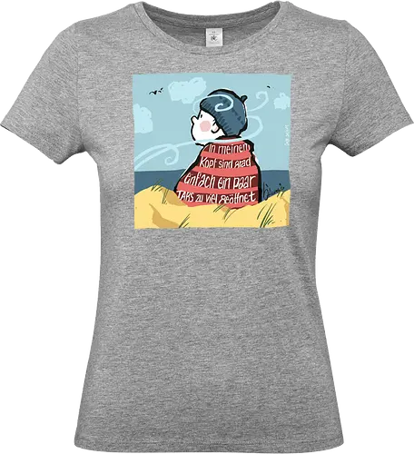 In meinem Kopf... - Ringelpullisprüche, Ringeldinger, streifenweise, Spruch, Weisheit, Motivation, Ringelpulli, SprücheShirt, Cartoon Illustration, Chill, Stress, Auszeit, Statement, Handgezeichnet, Humor, Selbstironie, Streifenpulli, Spruchshirt, deutsch - Standard T-Shirt (Frauen)