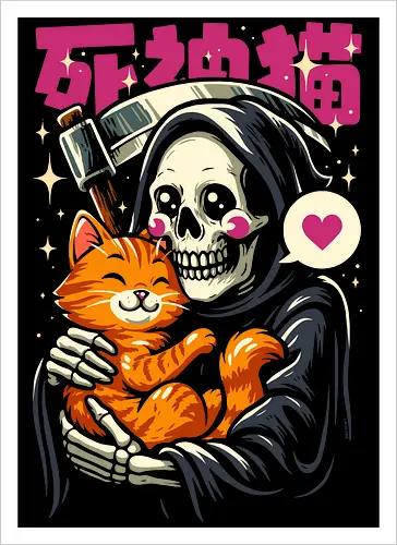 Grim Reaper Loves Cute Cat