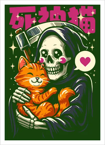 Grim Reaper Loves Cute Cat