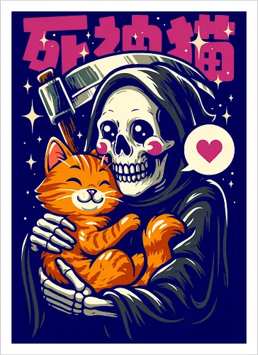 Grim Reaper Loves Cute Cat