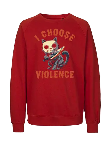 Halloween Cat - I Choose Violence - michael myers, funny cat, horror, halloween, trick or treat, cat humor, bad cat, I choose violence, friday, scary, holiday, don't boo, horror movie, creepy, slasher, spooky, spoopy, movie humor, cute cat, funny, cat joke, memes, internet meme, hilarious, funny meme, cat meme, meme, pumpkin spice - Fairtrade Sweatshirt
