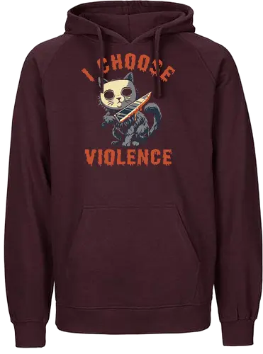 Halloween Cat - I Choose Violence - michael myers, funny cat, horror, halloween, trick or treat, cat humor, bad cat, I choose violence, friday, scary, holiday, don't boo, horror movie, creepy, slasher, spooky, spoopy, movie humor, cute cat, funny, cat joke, memes, internet meme, hilarious, funny meme, cat meme, meme, pumpkin spice - Fairtrade Hoodie