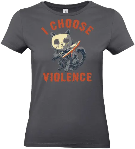 Halloween Cat - I Choose Violence - michael myers, funny cat, horror, halloween, trick or treat, cat humor, bad cat, I choose violence, friday, scary, holiday, don't boo, horror movie, creepy, slasher, spooky, spoopy, movie humor, cute cat, funny, cat joke, memes, internet meme, hilarious, funny meme, cat meme, meme, pumpkin spice - Standard T-Shirt (Frauen)