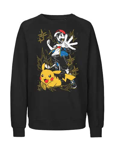 Ash Ketchum And Mouse - Pocket - Kawaii, Anime, Manga, Tokyo, Angry, Japanese Art, Aesthetic, Manga Style, Revengers, Zylixzen, Aggressive, Gamer, Otaku, Gift, Cool - Fairtrade Sweatshirt
