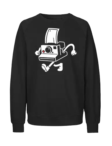 The Running Photography - vintage camera, Photography, instant camera, retro, photography, whimsical, illustration, running camera, graphic design, fun art - Fairtrade Sweatshirt