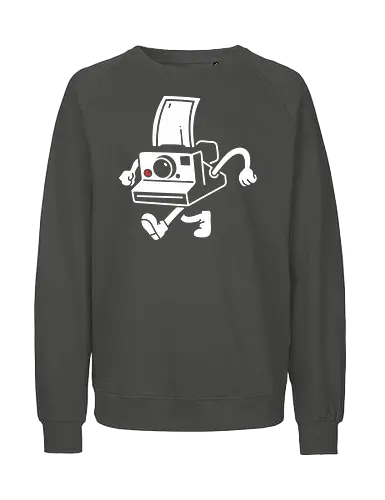 The Running Photography - vintage camera, Photography, instant camera, retro, photography, whimsical, illustration, running camera, graphic design, fun art - Fairtrade Sweatshirt