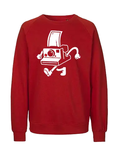The Running Photography - vintage camera, Photography, instant camera, retro, photography, whimsical, illustration, running camera, graphic design, fun art - Fairtrade Sweatshirt