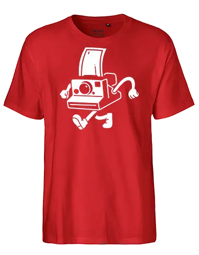 The Running Photography - vintage camera, Photography, instant camera, retro, photography, whimsical, illustration, running camera, graphic design, fun art - Fairtrade T-Shirt