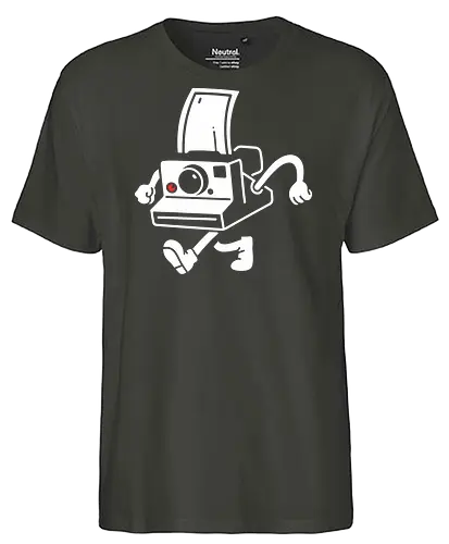 The Running Photography - vintage camera, Photography, instant camera, retro, photography, whimsical, illustration, running camera, graphic design, fun art - Fairtrade T-Shirt