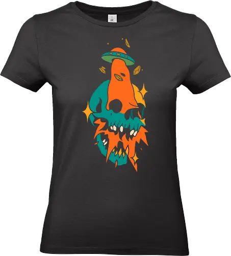 Alien Skull - alien, skull, UFO, flying saucer, macabre, surreal, sci-fi, horror, mysterious, alternative art - Standard T-Shirt (Frauen)
