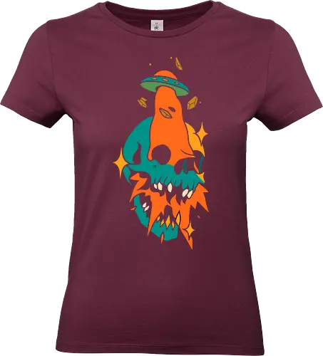 Alien Skull - alien, skull, UFO, flying saucer, macabre, surreal, sci-fi, horror, mysterious, alternative art - Standard T-Shirt (Frauen)