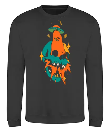 Alien Skull - alien, skull, UFO, flying saucer, macabre, surreal, sci-fi, horror, mysterious, alternative art - Sweatshirt