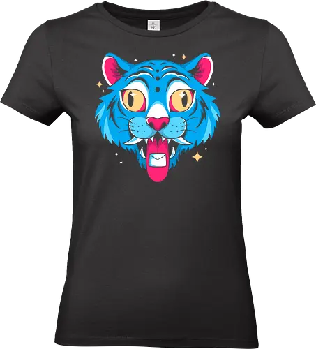 Message For You - modern mythology, funky beast, k-pop demon hunters, blue tiger, kpop art, demon hunter vibes, quirky pop culture, fantasy creature, cosmic humor, playful illustration, vibrant design, weird and cute, supernatural aesthetic, anime inspired, colorful chaos, bold animal art, cartoon tiger, unique fanart style, bizarre and fun - Standard T-Shirt (Frauen)