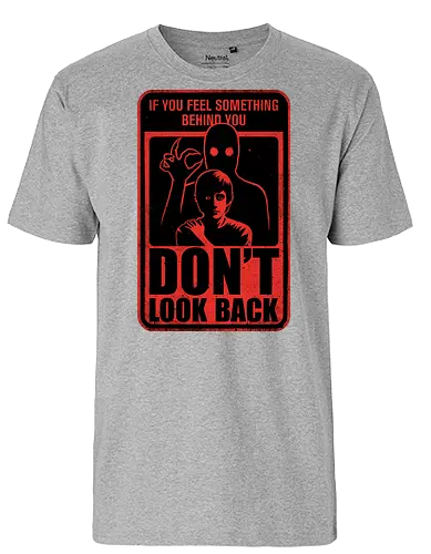Horror Signs Creature Following - scary, cool, awesome, horror, horror stories, creepy, horror movies, books, spooky season, Halloween, creepypastas, shadow creature, shadow figure, smile, demon, spirit, shadow person, dead, ghost, sign, follow - Fairtrade T-Shirt