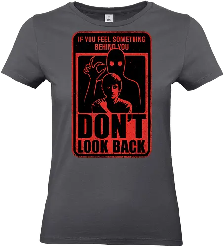 Horror Signs Creature Following - scary, cool, awesome, horror, horror stories, creepy, horror movies, books, spooky season, Halloween, creepypastas, shadow creature, shadow figure, smile, demon, spirit, shadow person, dead, ghost, sign, follow - Standard T-Shirt (Frauen)