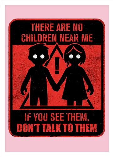 Horror Signs Shadow Children - scary, cool, awesome, horror, horror stories, creepy, horror movies, books, spooky season, Halloween, creepypastas, shadow creature, shadow figure, smile, demon, spirit, shadow person, dead, ghost, children, sign - Kunstdruck