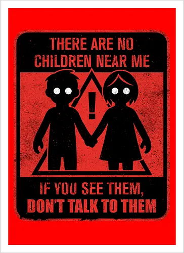 Horror Signs Shadow Children - scary, cool, awesome, horror, horror stories, creepy, horror movies, books, spooky season, Halloween, creepypastas, shadow creature, shadow figure, smile, demon, spirit, shadow person, dead, ghost, children, sign - Kunstdruck