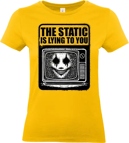Horror Signs Shadow Static - old, sign, tv, scary, cool, awesome, horror, horror stories, creepy, horror movies, books, spooky season, Halloween, creepypastas, shadow creature, shadow figure, smile, demon, spirit, shadow person, dead, ghost, static, television - Standard T-Shirt (Frauen)