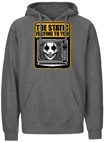 Horror Signs Shadow Static - old, sign, tv, scary, cool, awesome, horror, horror stories, creepy, horror movies, books, spooky season, Halloween, creepypastas, shadow creature, shadow figure, smile, demon, spirit, shadow person, dead, ghost, static, television - Fairtrade Hoodie