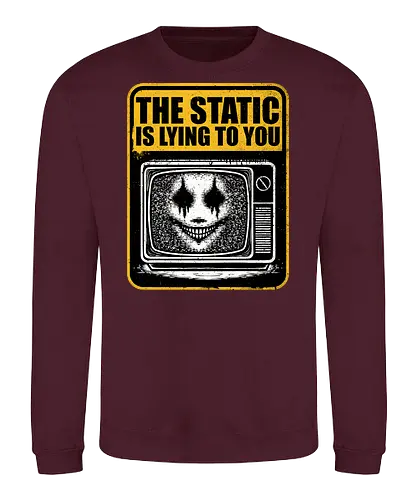Horror Signs Shadow Static - old, sign, tv, scary, cool, awesome, horror, horror stories, creepy, horror movies, books, spooky season, Halloween, creepypastas, shadow creature, shadow figure, smile, demon, spirit, shadow person, dead, ghost, static, television - Sweatshirt