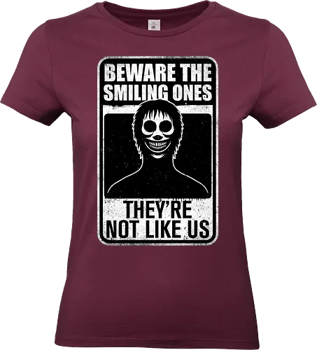 Horror Signs Smiling Creatures - scary, cool, awesome, horror, horror stories, creepy, horror movies, books, spooky season, Halloween, creepypastas, shadow creature, shadow figure, smile, demon, spirit, shadow person, dead, ghost, friend, friends, sign - Standard T-Shirt (Frauen)