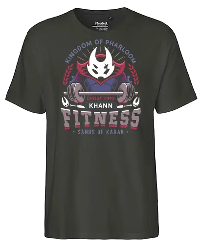Pharloom Fitness Emblem - Bug Knight, silksong, hallownest, the knight, hollow, hornet, indie game, shade, gamer, gaming, video game, fitness, pale king, grub, sherma - Fairtrade T-Shirt