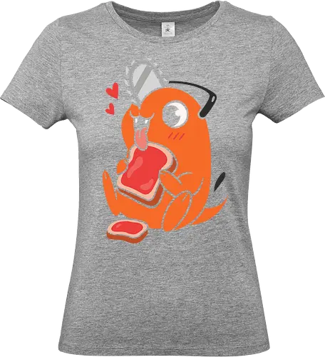  Happy Pochita - Pochita, Chainsaw, anime, manga, cute, kawaii, food, art print, t-shirt design, fan art, Denji, Chainsaw Devil, anime fan gift, retro anime, geek art, Japanese manga - Standard T-Shirt (Frauen)