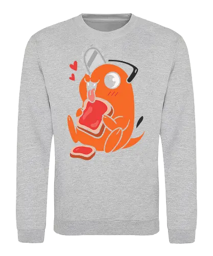  Happy Pochita - Pochita, Chainsaw, anime, manga, cute, kawaii, food, art print, t-shirt design, fan art, Denji, Chainsaw Devil, anime fan gift, retro anime, geek art, Japanese manga - Sweatshirt