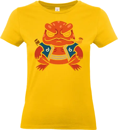  Grumpy Toad Master - Toad, frog, Japanese folklore, grumpy toad, fantasy art, Japanese art, samurai, ninja, ronin, art print, t-shirt design, whimsical, funny, cool art, mystical creature, frog lover, pipe smoker, traditional style - Standard T-Shirt (Frauen)