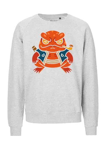 Grumpy Toad Master - Toad, frog, Japanese folklore, grumpy toad, fantasy art, Japanese art, samurai, ninja, ronin, art print, t-shirt design, whimsical, funny, cool art, mystical creature, frog lover, pipe smoker, traditional style - Fairtrade Sweatshirt