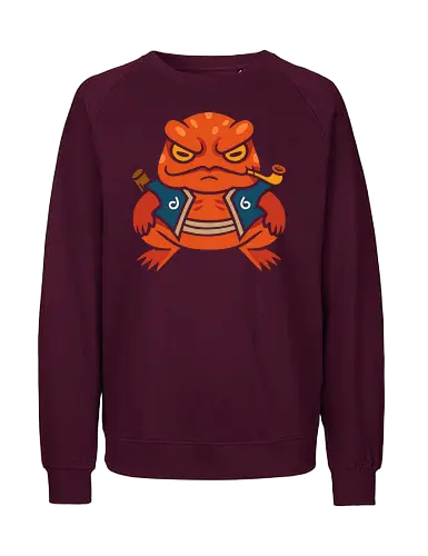  Grumpy Toad Master - Toad, frog, Japanese folklore, grumpy toad, fantasy art, Japanese art, samurai, ninja, ronin, art print, t-shirt design, whimsical, funny, cool art, mystical creature, frog lover, pipe smoker, traditional style - Fairtrade Sweatshirt