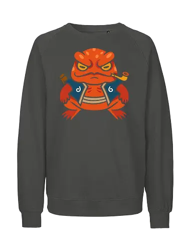  Grumpy Toad Master - Toad, frog, Japanese folklore, grumpy toad, fantasy art, Japanese art, samurai, ninja, ronin, art print, t-shirt design, whimsical, funny, cool art, mystical creature, frog lover, pipe smoker, traditional style - Fairtrade Sweatshirt