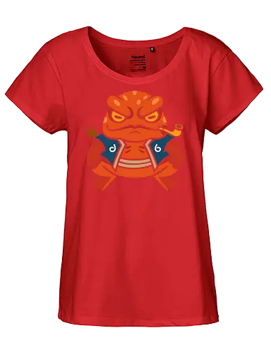  Grumpy Toad Master - Toad, frog, Japanese folklore, grumpy toad, fantasy art, Japanese art, samurai, ninja, ronin, art print, t-shirt design, whimsical, funny, cool art, mystical creature, frog lover, pipe smoker, traditional style - Fairtrade Girl Shirt