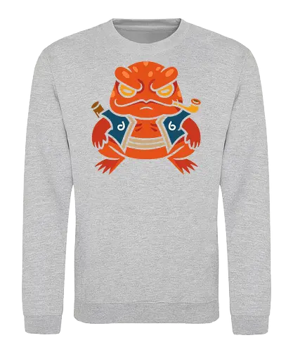  Grumpy Toad Master - Toad, frog, Japanese folklore, grumpy toad, fantasy art, Japanese art, samurai, ninja, ronin, art print, t-shirt design, whimsical, funny, cool art, mystical creature, frog lover, pipe smoker, traditional style - Sweatshirt