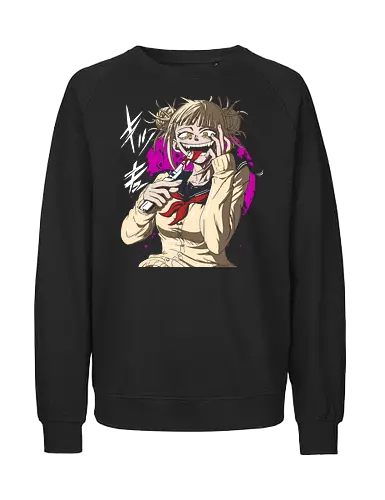 Yandere Delight - Himiko Toga, Academia, MHA, anime, manga, villain, fan art, art print, t-shirt design, League of Villains, BNHA, yandere, creepy cute, Deku, Japanese anime, geek art - Fairtrade Sweatshirt