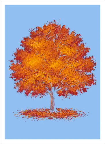 Impressionist autumn - nature, tree, leaves, forest, orange, seasons, autumn, halloween - Kunstdruck