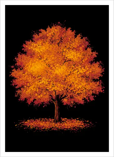 Impressionist autumn - nature, tree, leaves, forest, orange, seasons, autumn, halloween - Kunstdruck